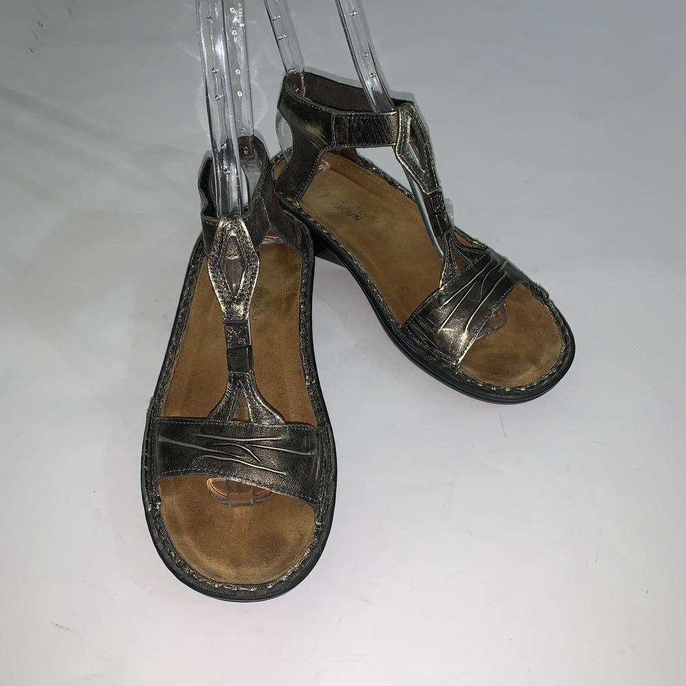 Naot Sandals Womens Size 9 Gold Leather Slingback Hook & Loop Comfort Shoes